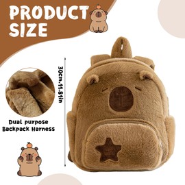 MeYuxg Capybara Backpack, 30 cm Capybara Cuddly Toy Backpacks, Cute Capybara Bag with Shoulder Straps, Khaki Plush Backpack, Suitable for Parties, School, Comic Exhibitions, b, 30