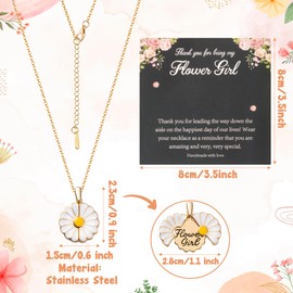 PANTIDE Flower Girl Daisy Locket Necklace - Thank You for Being My Flower Girl Proposal Gift, Engraved Stainless Steel Jewelry Gift On Wedding Bridal Shower from Bride (Gold)