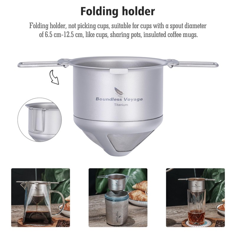 Boundless Voyage Titanium Coffee Drip Filter Reusable Pour-Over Coffee Filters