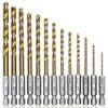 Drill Bit Set, 13 Pieces Hex Shank, High Speed Steel