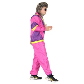 Foxxeo Foxxeo 80er Jahre Kostüm für Erwachsene Premium 80s Trainingsanzug Assianzug Assi - Herren Größe S-XXXXL - Fasching Karneval Anzug, Farbe Pink-lila-gelb, Größe: M