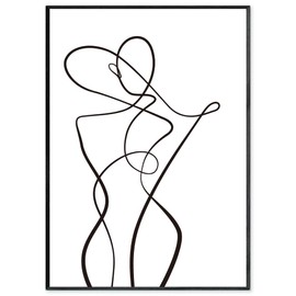 SQIP (Skip) Poster Art Poster Female Line Art Line Drawing Black and White Painting Picture A4 Scandinavian Stylish Interior 007 (A4 Size (Poster Only))