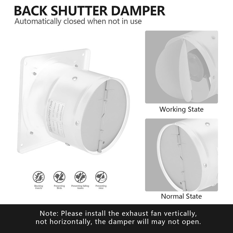 Q-Hillstar 6 inch 110V Exhaust Fan, 353CFM Variable Ventilation Fan