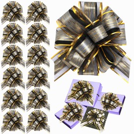 FQTANJU 22 Pieces 6 Inches Pull Bow Wrapping Pull Bow Ribbon Pull Bows for Christmas Wedding Valentine's Day Present Wrapping Decoration, Multicolor Gift Baskets Bow (Black)