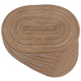 Noctiflorous Oval Braided Placemats 12x18 Inch Table Mats Set of 8 for Dining Tables Natural Woven Heat Resistant Place Mats (Oval Brown8)