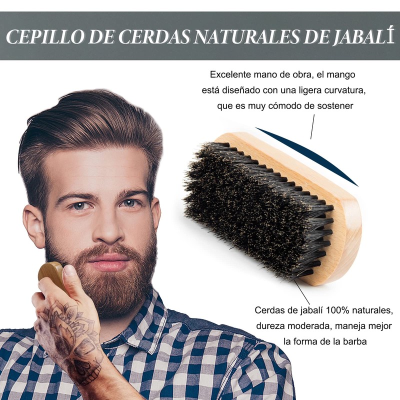 Kit para Barba Hombre, Cepillo, Peine y Tijeras, Set de