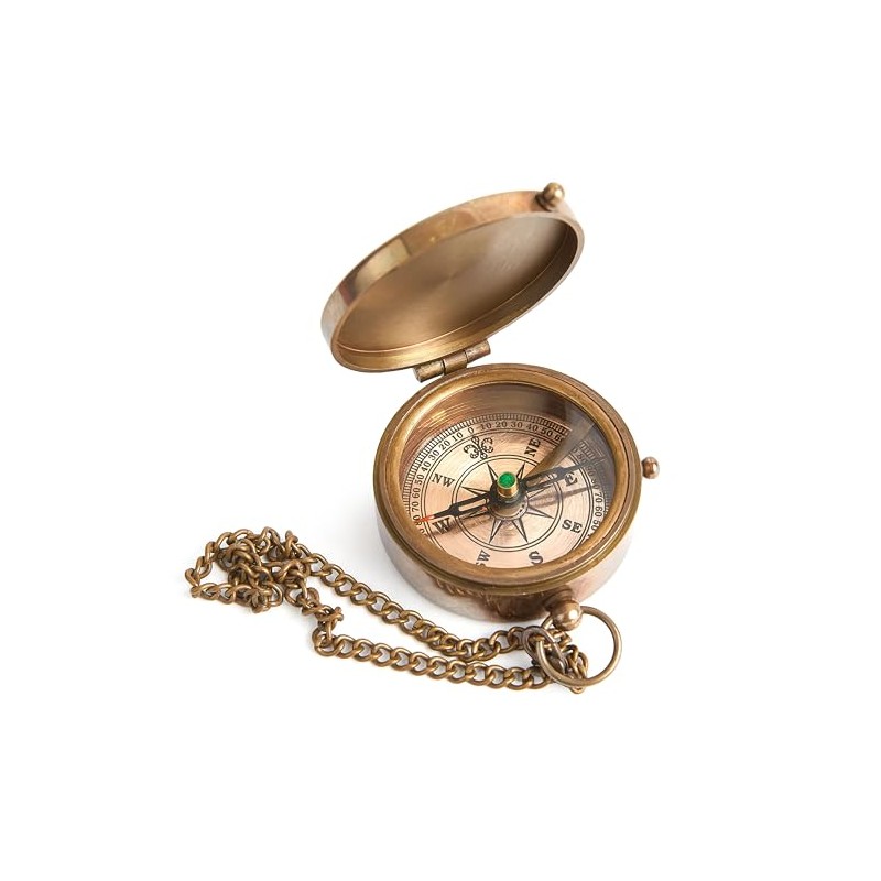 Engraved Pocket Compass with Leather Case – Inspirational Quote &