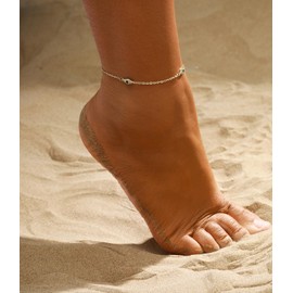 VIROMY Gold Anklet for Women 14K Gold Plated Evil Eye CZ Ankle Bracelets for Women Summer Beach Waterproof Adjustable Foot Chain Jewelry