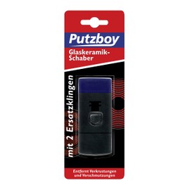 Putzboy Glass Ceramic Scraper with 2 Replacement Blades for Smooth and Hard Surfaces Made in Germany