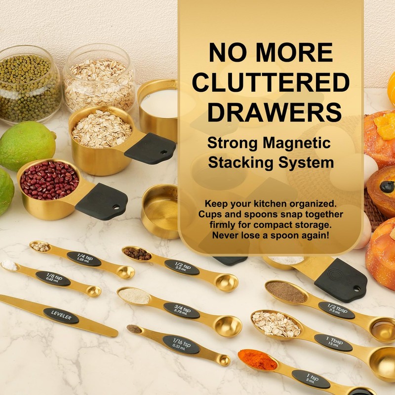 Gold Magnetic Measuring Cups & Spoons Set of 16, 7