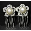 Unbranded 2PC IVORY PUFFY PEARL FLOWER MINI COMB BRIDAL FORMAL