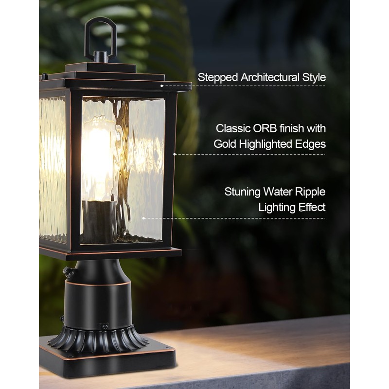 ZILLSEA Dusk to Dawn Outdoor Post Light, Oil-Rubbed Bronze Pole