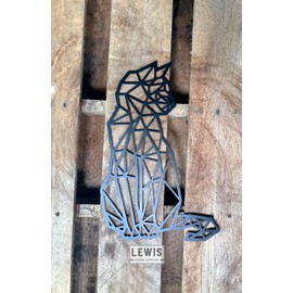 Geometric Cat Metal Wall Art (16" H x 10" W, Black)