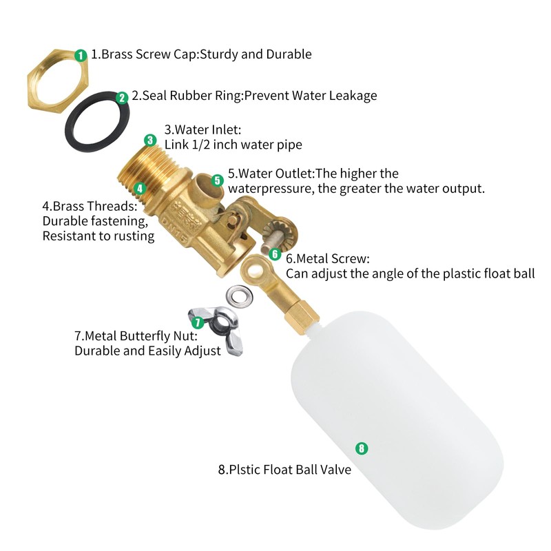 1/2‘’ Thread Float Ball Valve Brass Valve Plastic Floating Ball