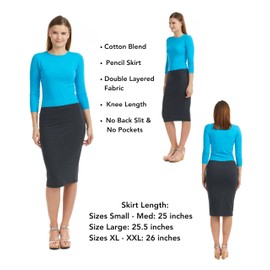 ESTEEZ Grey Pencil Skirts for Women - Stretchy Skirts for Women - Chicago (EX802107 Charcoal X-Large)