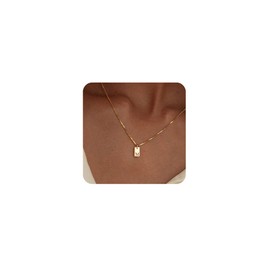 Yimofy Gold Initial Necklace for Women 18K Gold Plated Stainless Steel Women's Dainty Letter Necklace Tiny A-Z Alphabet Pendant Choker Necklace M