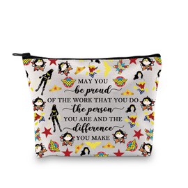 BDPWSS Feminist Gift May You Be Proud Of The Work You Do The Person You Are The Difference You Make Superhero Zipper Pouch (Be proud wonderw bag)