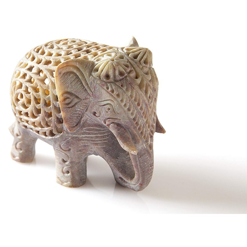 StarZebra - Nested White Elephant Figurines Handmade in Jali or