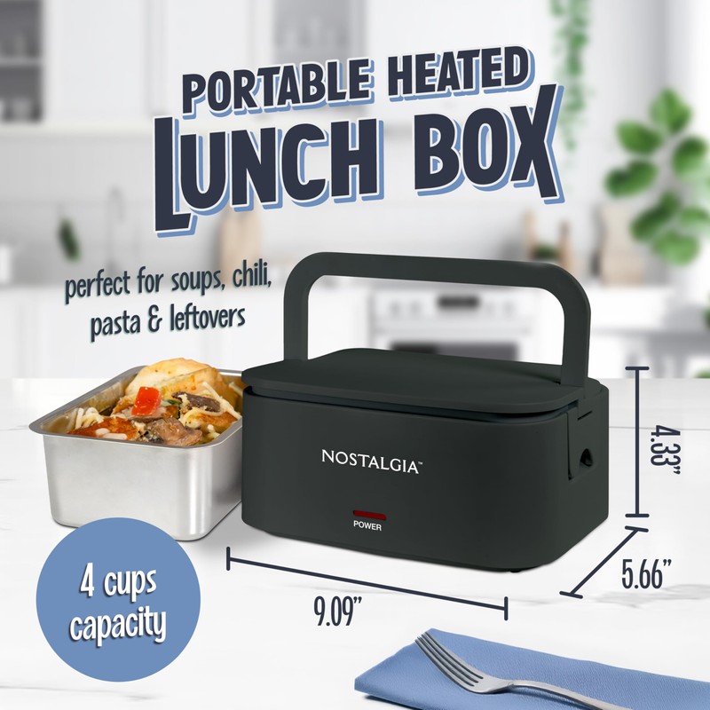Nostalgia 32-Ounce Heated Electric Lunch Box – Travel Size 4