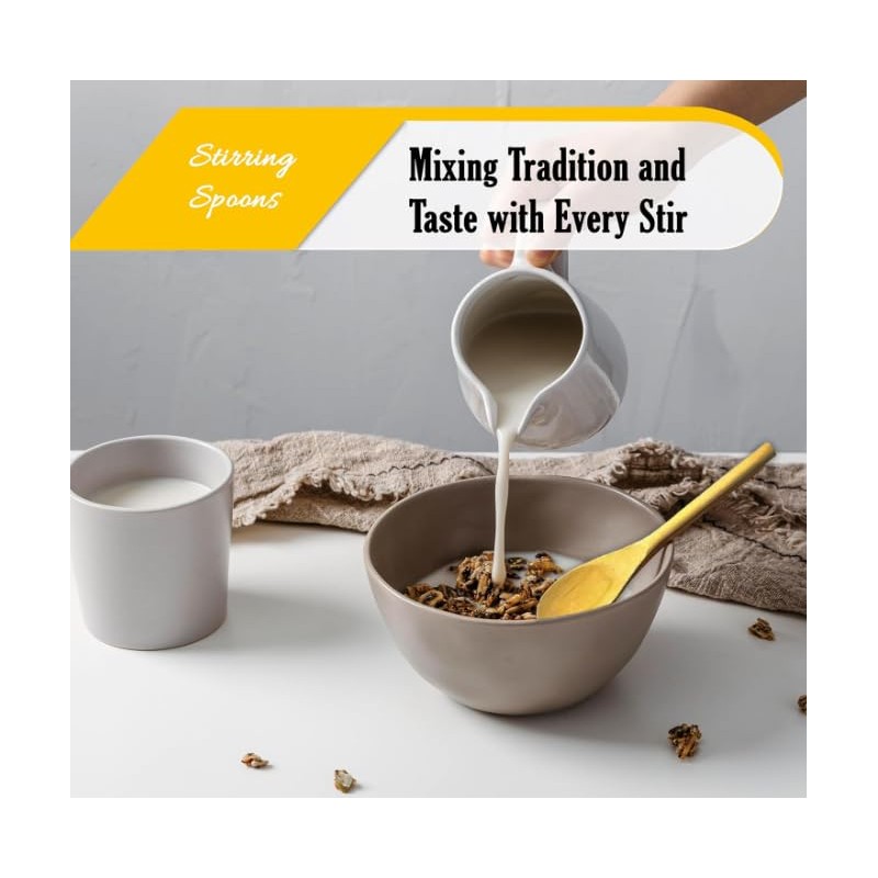 Premium 5-Piece Wooden Spoon Set. Kitchen Essentials - Oval Wood