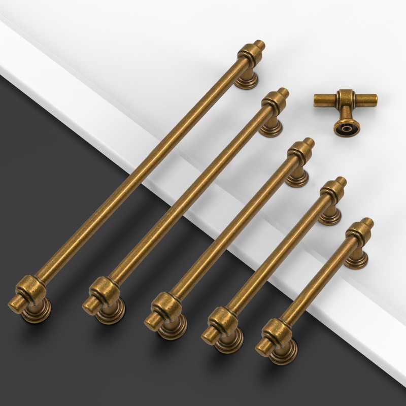 Amerdeco 10 Pack Antique Brass Cabinet Pulls 5 Inch(128mm) Hole