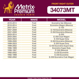 Metrix Premium Chassis Parts - Front Right Outer Tie Rod End Fits 10-14 Ford Econoline Van (Mexico), 07-08 E-150 Econoline (Mexico), 07 E-350 Econoline (Mexico), Replacement ES3202R, Made in Europe