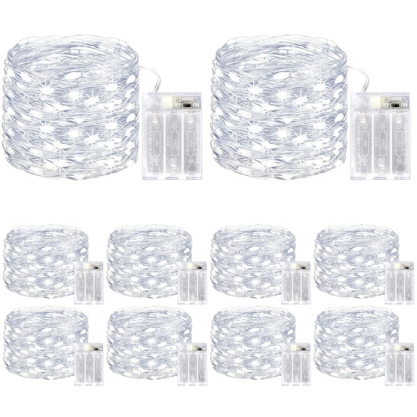 kolpop 10 Pack Fairy Lights Battery Operated, 50 LED Twinkle