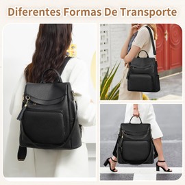 Mochila Monedero para Mujer, Mochila de Cuero para Mujer Mochilas Informales de Moda con Borla Bolso de Hombro Grande para Viajes Trabajo Universidad