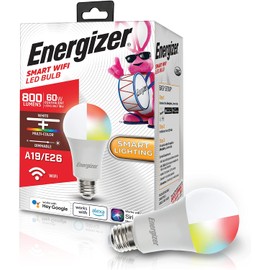 Energizer Connect Smart A19 - Bombilla LED RGB blanca y multicolor con control de voz y acceso remoto a través de tu smartphone  Compatible con Alexa