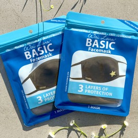 Wai Lana Basic Cloth Face Covering - Comfortable, Soft, Reusable, Washable, Pack of 3