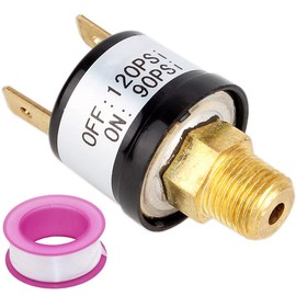 Youmile Air Pressure Switch 90-120 PSI Heavy Duty Air Compressor Pressure Switch 120PSI Pressure Switch 90 PSI Pressure Switch Tank Mount Type 1/8" NPT 12V/24V Faucet tape for Train/Air Horn VXA6120