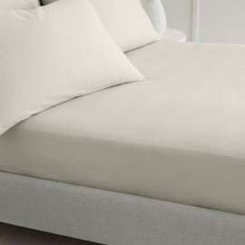 Bianca 200 Thread Count Cotton Percale Super King Extra Deep Fitted Sheet Natural