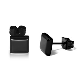 TGNEL Square Mens Black Earrings Studs Titanium Earring for Sensitive Ears, Polished Hypoallergenic Stud Earrings for Men