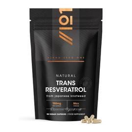 Natural Trans-Resveratrol Max Dosage - 90 Vegan Capsules - from 300mg Japanese Knotweed 50:1 Extract - High Strength Polygonum Cuspidatum Supplement – 3 Months Supply - By Alpha01