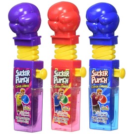 Kidsmania Sucker Punch Candy Lollipop Sucker Dispensers – Set of 3 Fun Flavors: Grape Hook, Cherry K.O. and Raspberry Jab! (3)