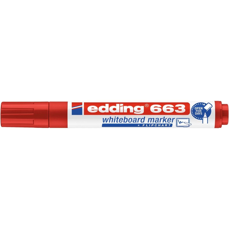 Edding Set of 3 Whiteboard Erase Marker Pens 663 Red