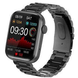 Compatible with EarlySincere Smartwatch Bands,Lamshaw Stainless Steel Metal Replacement Strap Bracelet Compatible for EarlySincere T12/T13/T21/T22/ Smartwatch (Black)