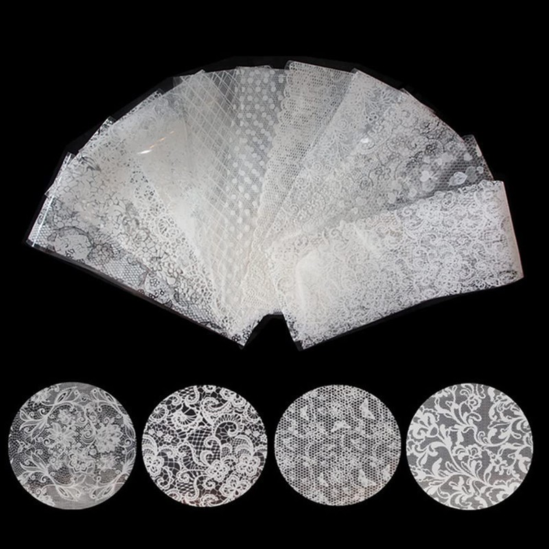 20pcs White Lace Starry Sky Nail Foil Decal Sheet Aluminum