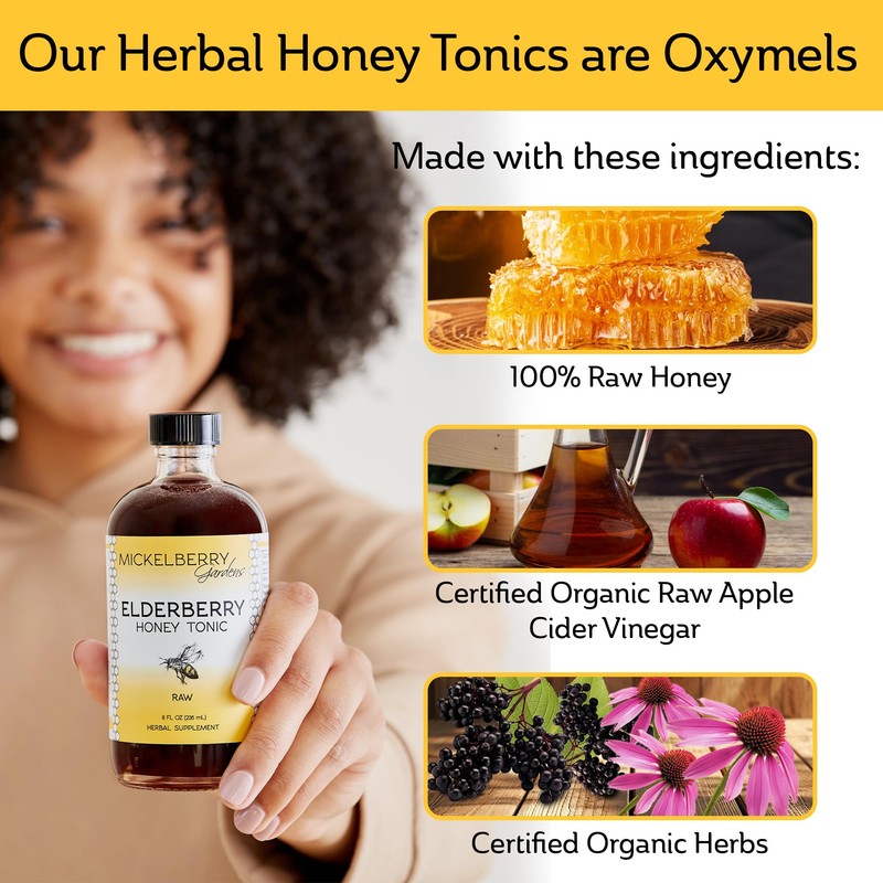 Mickelberry Gardens Elderberry Honey Tonic, Sambucus Syrup, Black Elderberry -