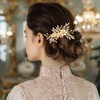 Handcess Bridal Wedding Flowers Hair Comb Gold Crystal Hairpiece Rhinestone