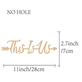 CREATCABIN Laser Cut Wood Sign Wall Art THIS IS US Letter Sign Arrow Decorative Wall Sculpture Hanging Decor Unfinished For Housewarming Door Wall Room Decoration 280 x 70 x 6mm