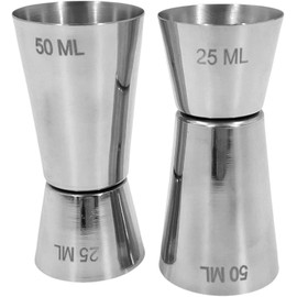 Chabrias Ltd Stainless Steel 25/50 ml Measure Jigger Bar Craft Dual Spirit Measure Cup Peg Measuring Cup for Bar Party Wine Cocktail Shaker (12, Silver)