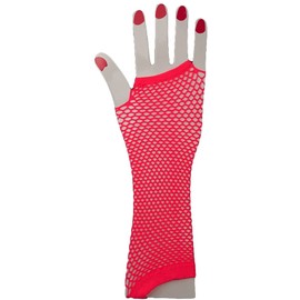 The Glowhouse 80s Neon Fishnet Gloves Short and Long Vibrant Colours (Long Pink)