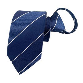 Lovacely Corbatas con cremallera para hombre, 2.76 pulgadas, clásicas, de seda, con cremallera, corbata de cachemira, varios diseños con cremallera para el cuello, Franjas Azules, Talla única