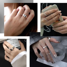 ALEXCRAFT 10 Piece Women's Gold 18 Carat Gold-Plated Silver Sivler Ring Set for Women Girlfriend Mum