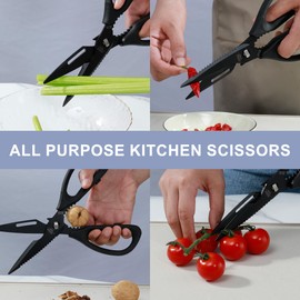 Kitchen Shears Kitchen Scissors Come Apart with Serrated Blade Premium Germany 1.4116 Black Titanium Plated Stainless Steel Kitch Scissors for Food Heavy Duty Chicken Bone Nutcracker Bottle Opener