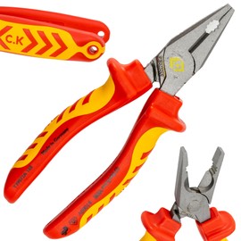 C.K Redline 2025 VDE-Edition Kombizange und -schneider, 160 mm, 1000 V, isolierte elektrische Flachzange und Drahtschneider, Elektriker, Ingenieure, Cropper, Schere, Elektriker, CK Tools T39072A 160