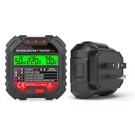 ThreeH Socket Tester Phase Detector with Realtime Voltage Measurement Leakage Detection RCD Test Backlight Alert for Household Wiring Test Leakage Protection Test