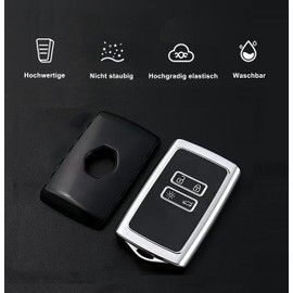 Yamlten Yamlten Autoschlssel Hlle fr Renault Kadjar Captur koleos Clio Zoe Megane (IV/4) Dacia Duster, 4 Tasten TPU Renault Schlsselhlle - Silber