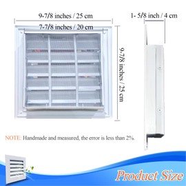 Gable Vent with Screen - 10" X 10" Aluminum Attic Vent Square Louvered Vent Cover - White Wall Vent Systems for Home Ceiling Shed Bathroom Garage